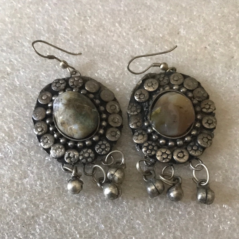 Antique gem Silver Dangle Earrings